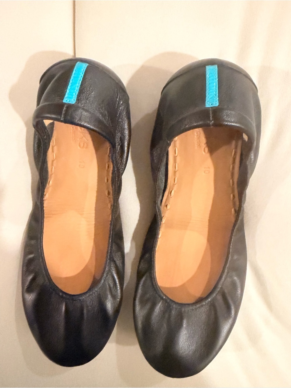 Tieks by Gavrieli Classic Matte Black Premium Nappa Leather Ballet Flats Size 10